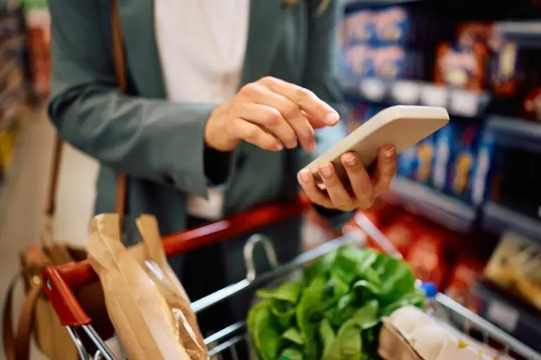 Grocery shopper checking out with SNAP EBT payment through an online ordering platform