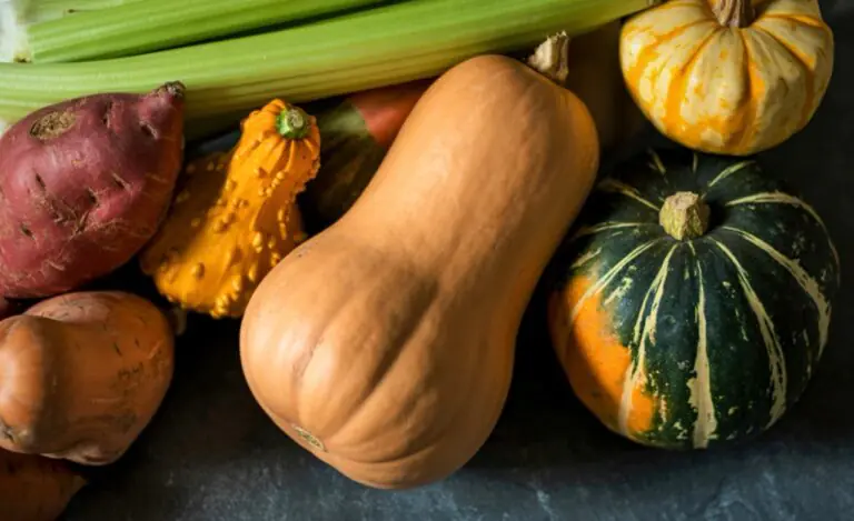 Butternut squash, acorn squash and sweet potatoes for seasonal produce inventory planning
